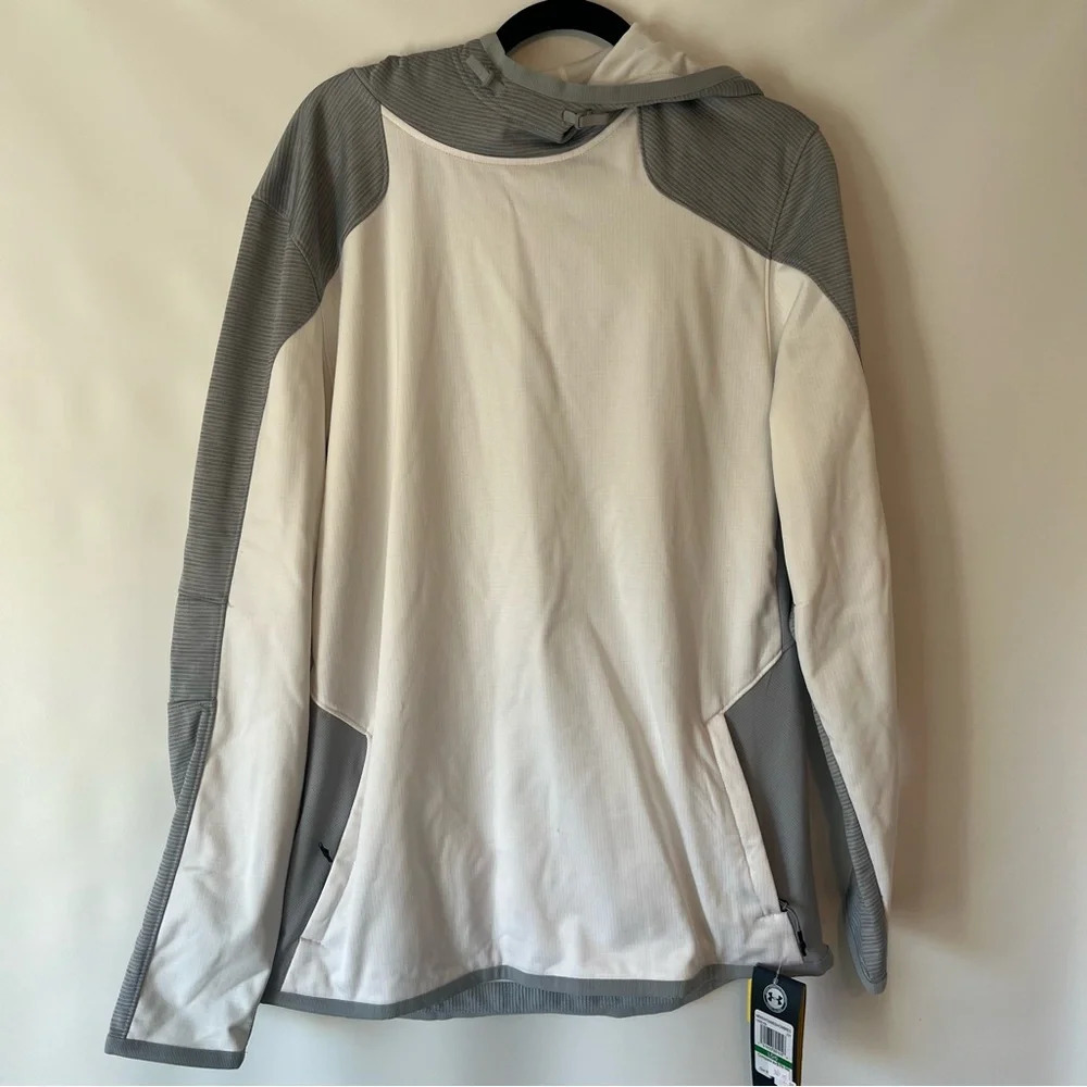White and Gray Under Armour Fitted Pullover